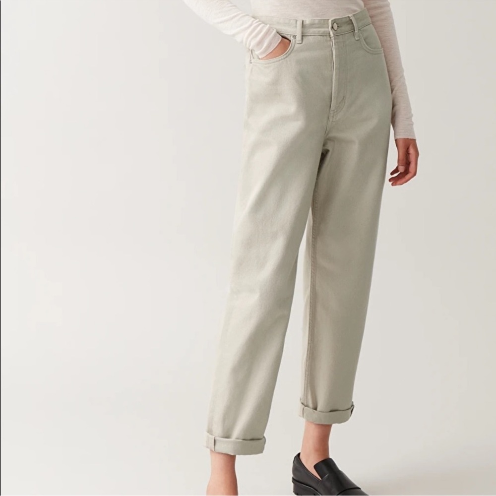 COS Tapered Leg Jean Ecru Size 28 💚 organic cotton